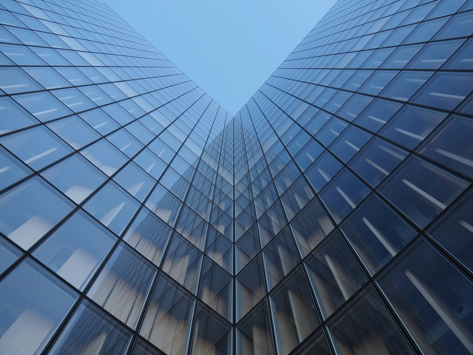 Glass towers, looking up